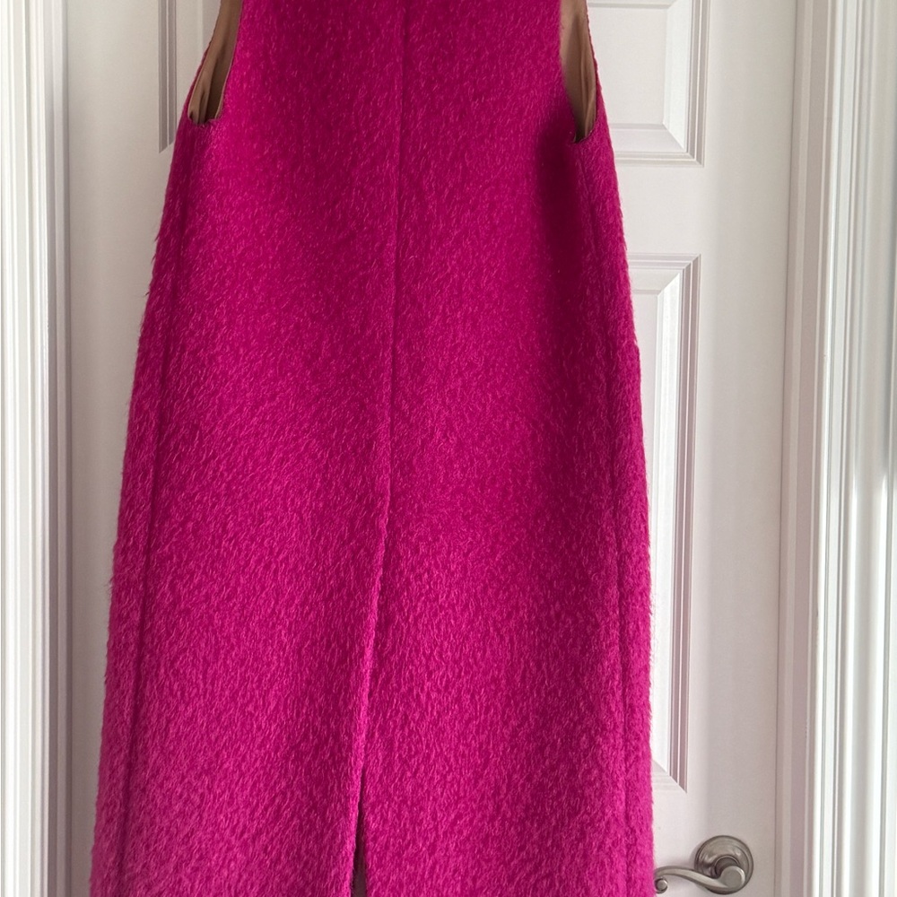 Mohair Hot Pink Women's Long Coat - Picture 10 of 13